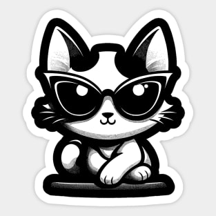 Retro Cat in Sunglasses Novelty Funny Cat Sticker